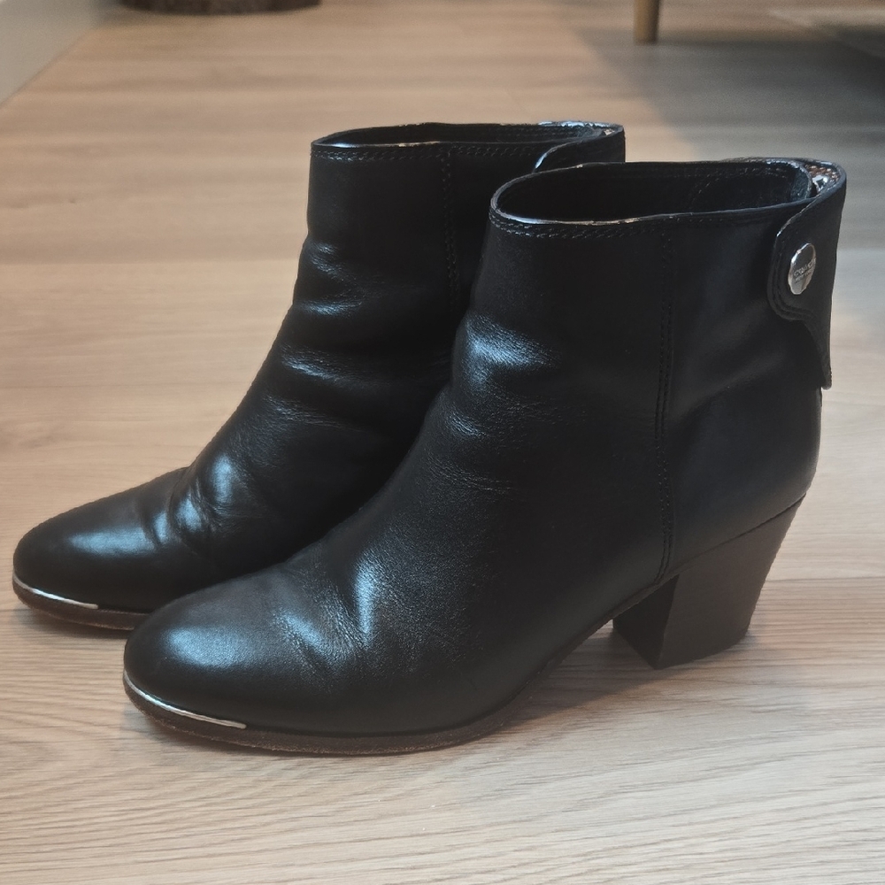 Coach Black Leather Ankle Boots